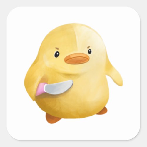 Duck with a Knife Square Sticker