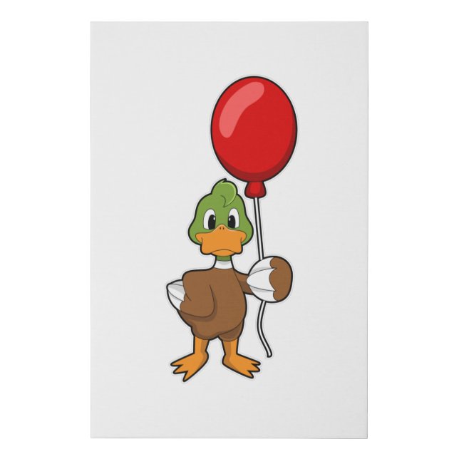 Duck with Balloon Faux Canvas Print (Front)