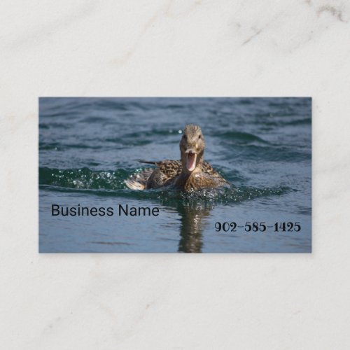 Duck with beak open    business card