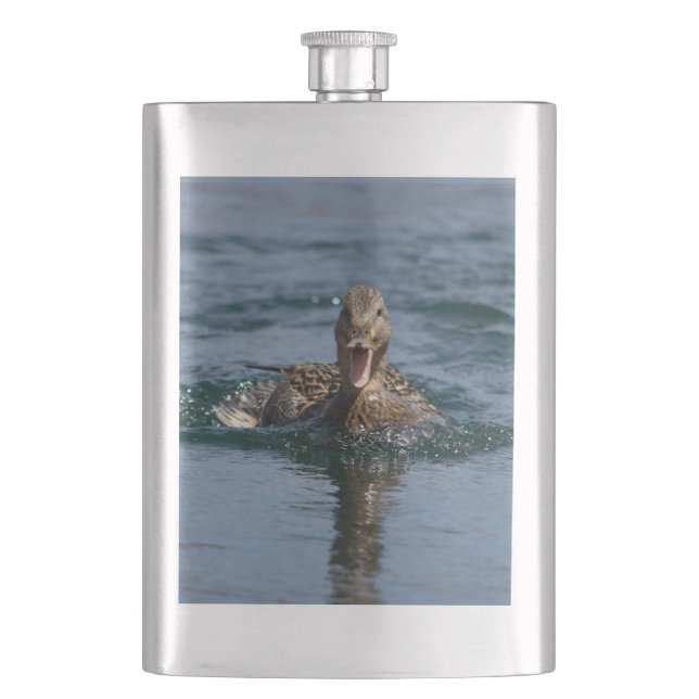 Duck with beak open         flask (Front)