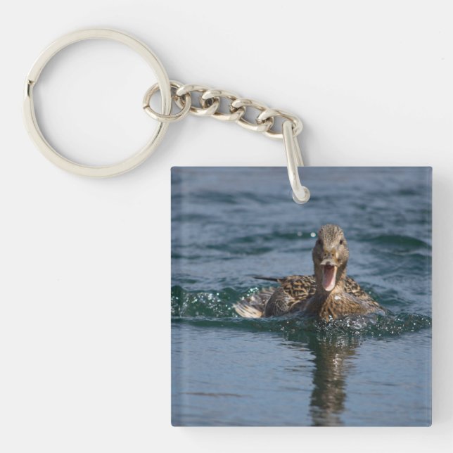 Duck with beak open keychain (Front)