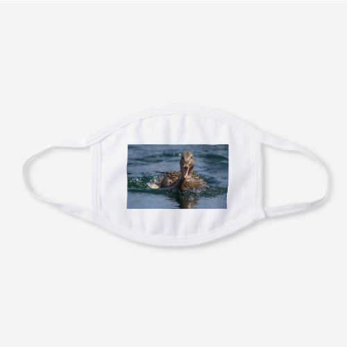 Duck with beak open           white cotton face mask