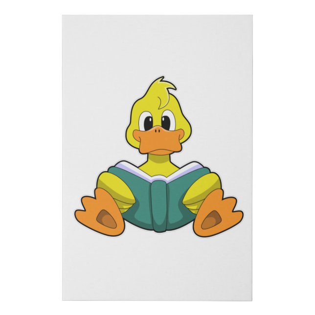 Duck with Book Faux Canvas Print (Front)