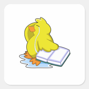 Duck with Book Square Sticker