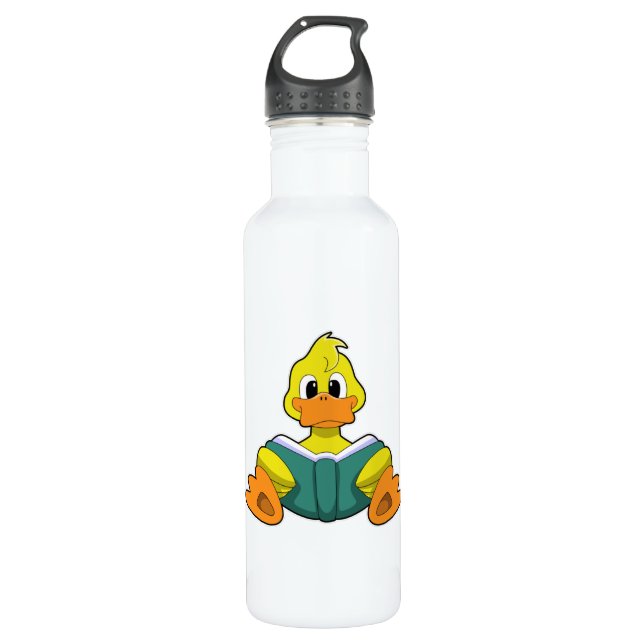 Duck with Book Stainless Steel Water Bottle (Front)