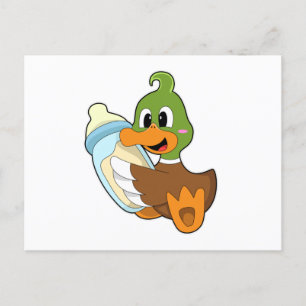Duck with Bottle of Milk Postcard