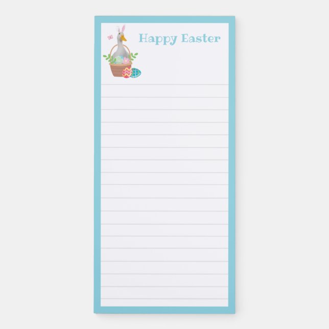 Duck with Bunny Ears Easter Magnetic Notepad (Front)