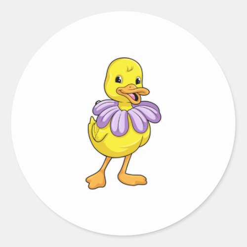Duck with Daisy Classic Round Sticker