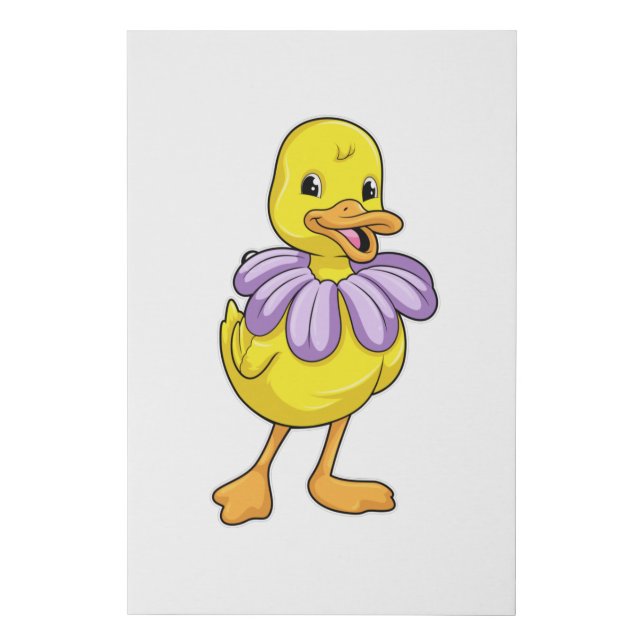 Duck with Daisy Faux Canvas Print (Front)
