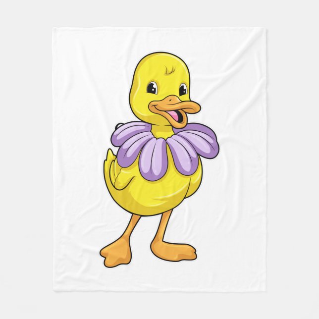 Duck with Daisy Fleece Blanket (Front)
