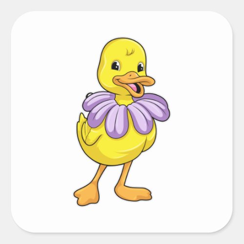 Duck with Daisy Square Sticker
