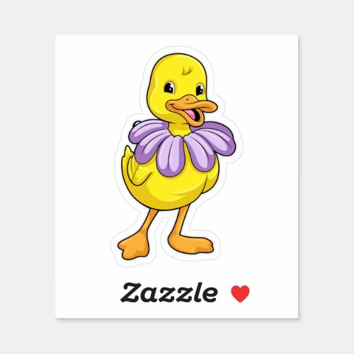 Duck with Daisy Sticker
