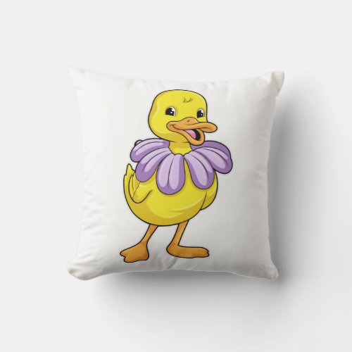 Duck with Daisy Throw Pillow