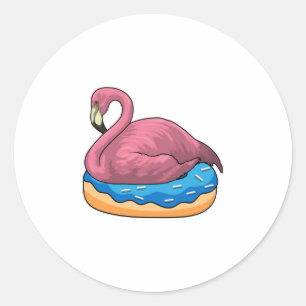 Duck with Donut Classic Round Sticker