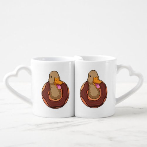 Duck with Donut Coffee Mug Set