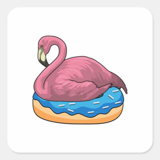 Duck with Donut Square Sticker (Front)