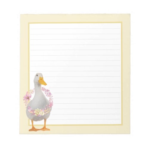 Duck with Floral Wreath Notepad