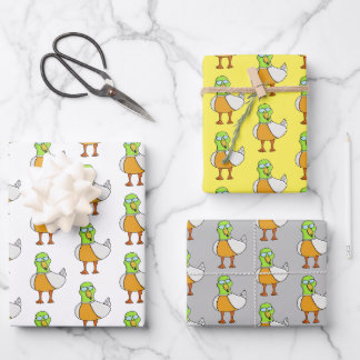 Duck with goggles wrapping paper sheets