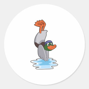 Duck with Handstand in Water.PNG Classic Round Sticker
