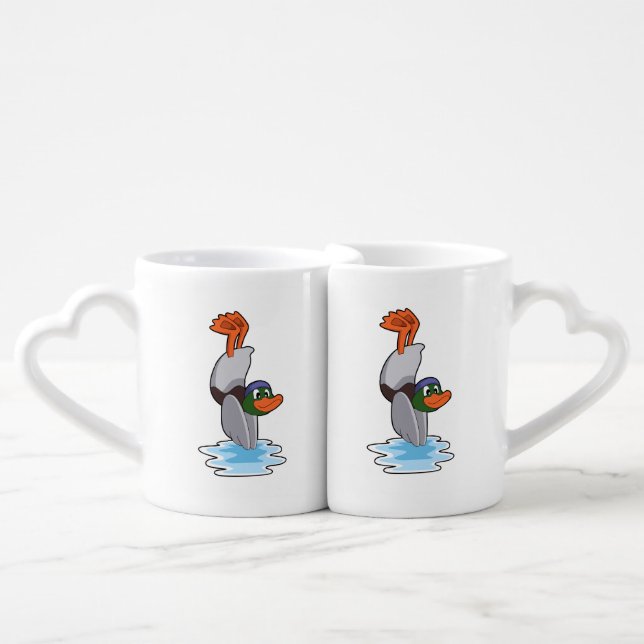 Duck with Handstand in Water.PNG Coffee Mug Set (Front Nesting)