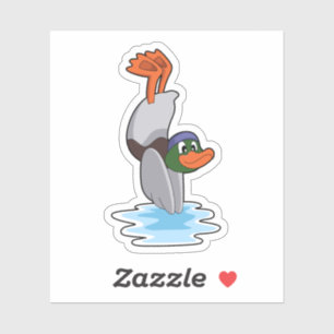 Duck with Handstand in Water.PNG Sticker