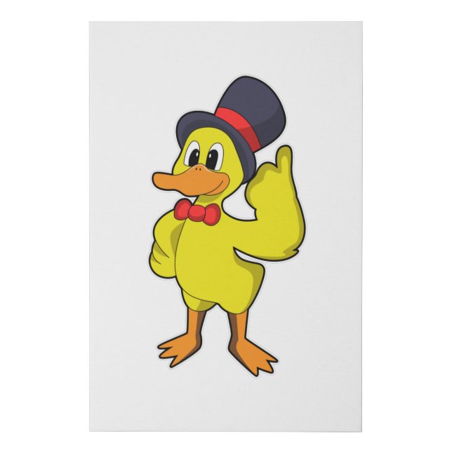 Duck with Hat Faux Canvas Print (Front)