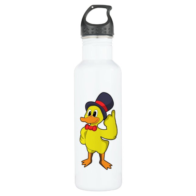 Duck with Hat Stainless Steel Water Bottle (Front)
