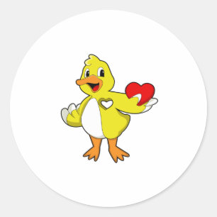 Duck with Heart Classic Round Sticker