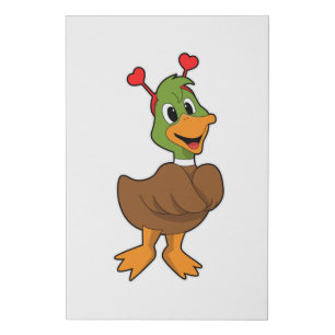 Duck with Heart Headband Faux Canvas Print