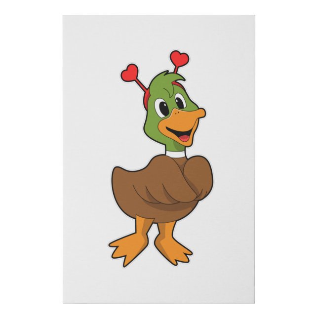 Duck with Heart Headband Faux Canvas Print (Front)