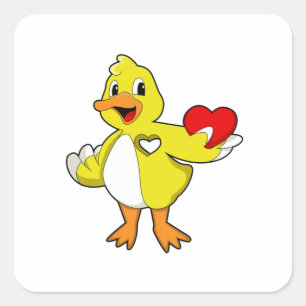 Duck with Heart Square Sticker