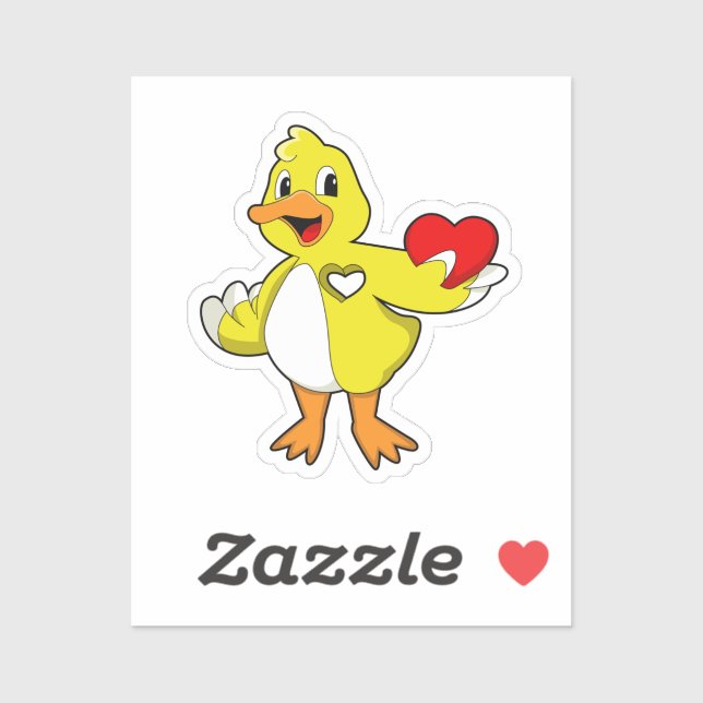 Duck with Heart Sticker (Sheet)