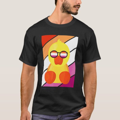 Duck With Pride Lesbian Flag Lgbtq Proud Ally Prid T-Shirt