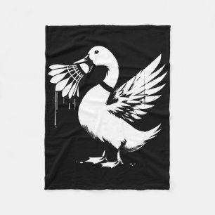 Duck With Shuttle - Funny Graphic Badminton Lover Fleece Blanket