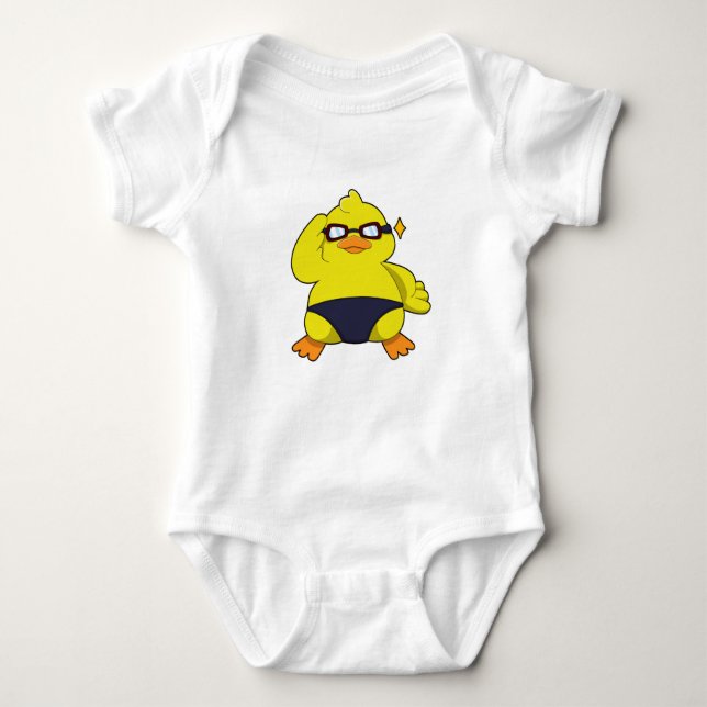 Duck with Sunglasses Baby Bodysuit (Front)