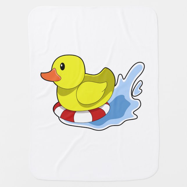 Duck with Swim ring in Water.PNG Baby Blanket (Front)