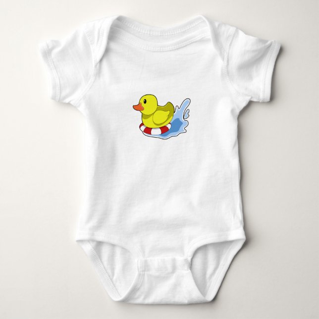 Duck with Swim ring in Water.PNG Baby Bodysuit (Front)