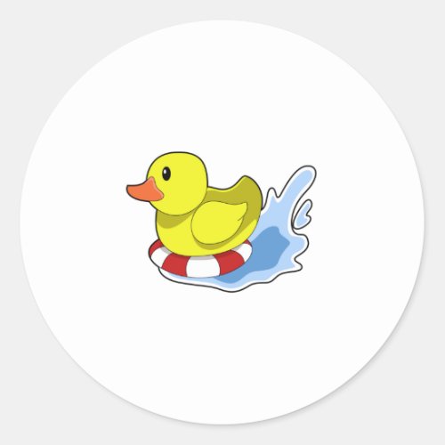Duck with Swim ring in WaterPNG Classic Round Sticker