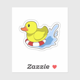 Duck with Swim ring in Water.PNG Sticker