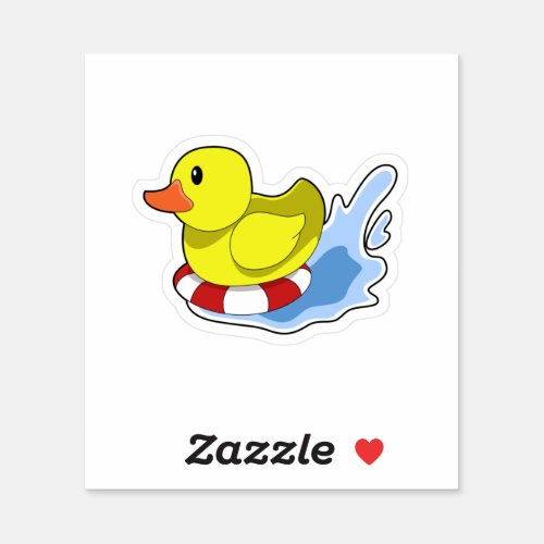 Duck with Swim ring in WaterPNG Sticker