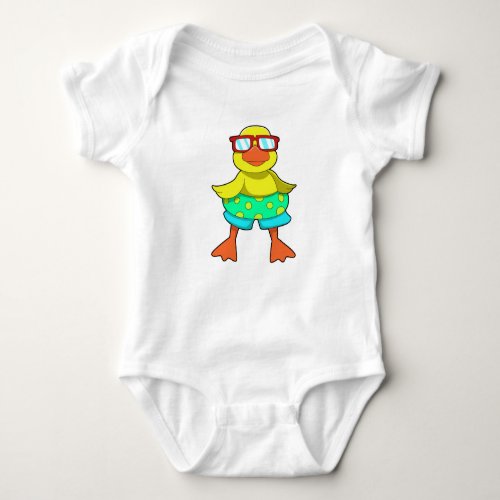 Duck with Swim ring  Sunglasses Baby Bodysuit