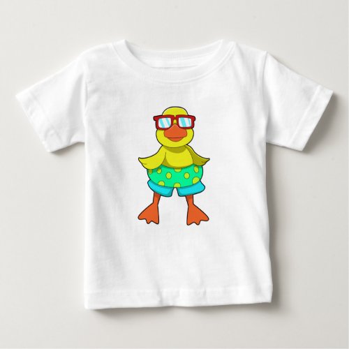 Duck with Swim ring  Sunglasses Baby T_Shirt