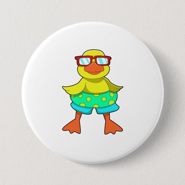 Duck with Swim ring & Sunglasses Button (Front)