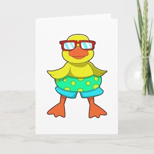 Duck with Swim ring  Sunglasses Card