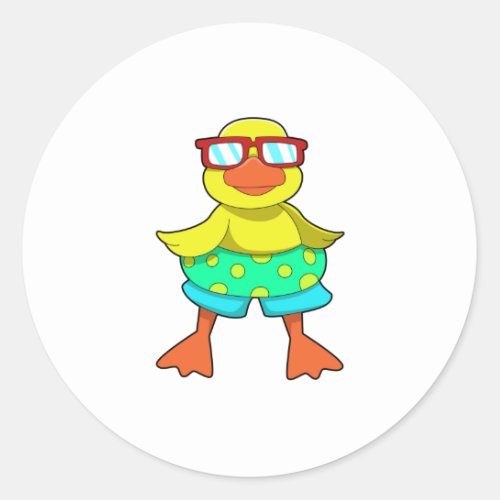 Duck with Swim ring  Sunglasses Classic Round Sticker