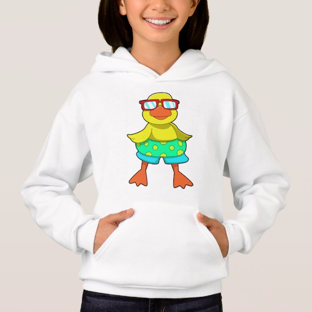 Duck with Swim ring & Sunglasses Hoodie (Front)
