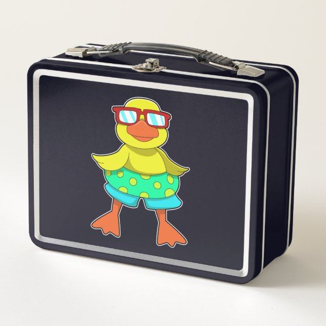 Duck with Swim ring & Sunglasses Metal Lunch Box (Front)