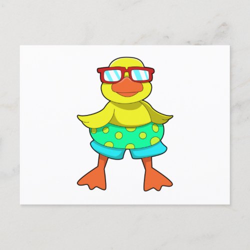 Duck with Swim ring  Sunglasses Postcard