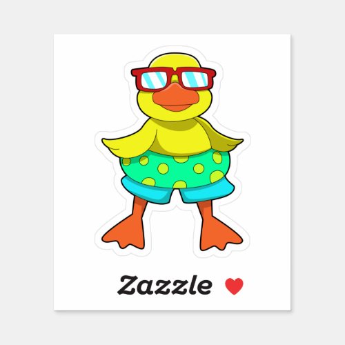 Duck with Swim ring  Sunglasses Sticker
