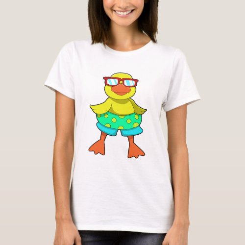 Duck with Swim ring  Sunglasses T_Shirt